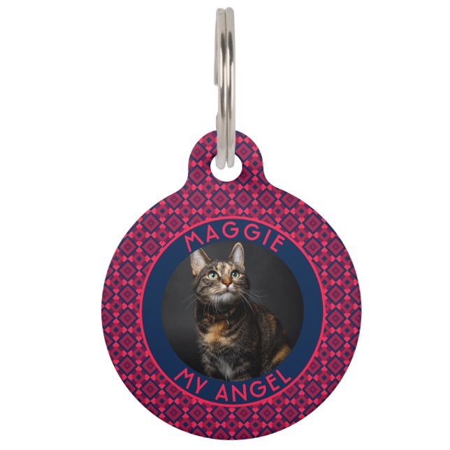 Classic Custom Cat Owner Gift Square Pet Tag (Front)