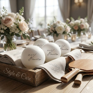 Classic Custom Couple Monogram Names Date Ping Pong Ball