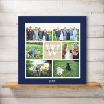 Classic Custom Monogram Family Photo Collage Canvas Print<br><div class="desc">Let your family shine with this classic custom family photo collage. Just upload 6 of your favourite photos and then add your monogram initial, family name and year to the centre square that has a linen look tan background. Change the overall background colour to ANY colour - just click on...</div>