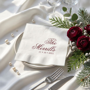 Classic Custom Mr and Mrs Cocktail Wedding Napkin