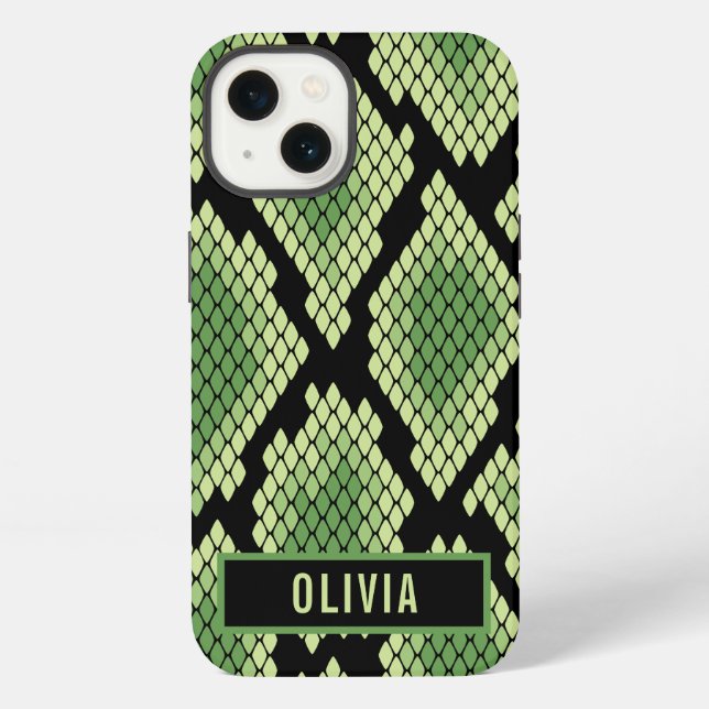 Classic Custom Name Snake Animal Print Pattern iPhone Case (Back)