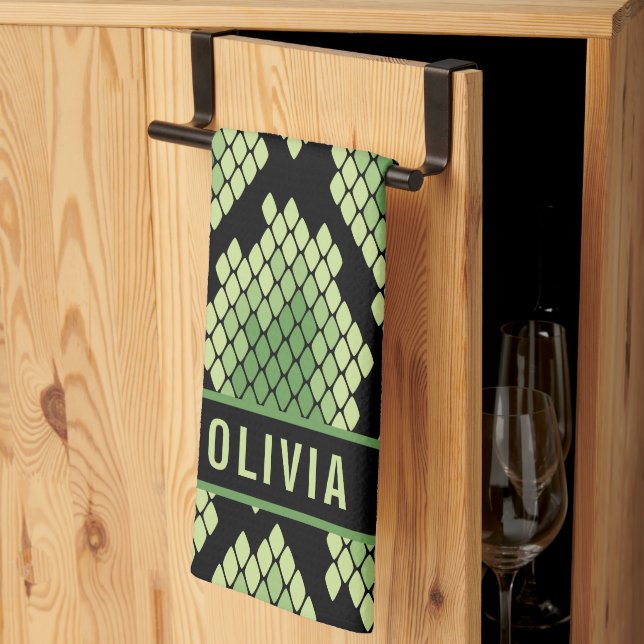 Classic Custom Name Snake Animal Print Pattern Tea Towel (Thirds Fold)