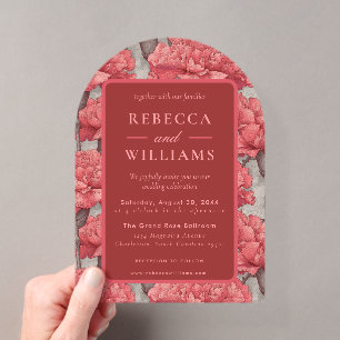 Classic Custom Pink Carnation Garden Beach Wedding Acrylic Invitations