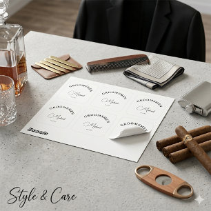 Classic Custom Script Groomsmen Sheet of Square Sticker