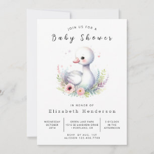 Classic Custom Swan Baby Shower Invitation