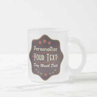 Classic Custom Text Retro Label Frosted Glass Coffee Mug