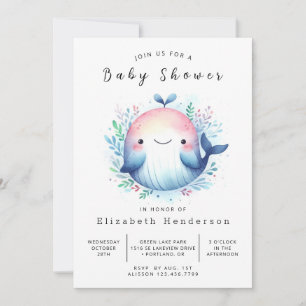 Classic Custom Whale Baby Shower Invitation