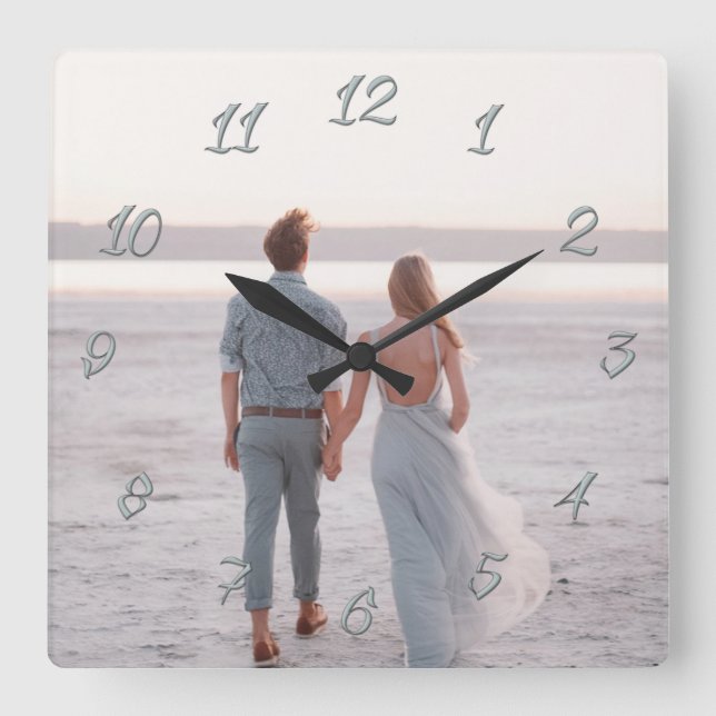 Classic Customisable Photo Gift Square Wall Clock (Front)