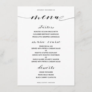 Classic Customisable Wide Dinner Menu