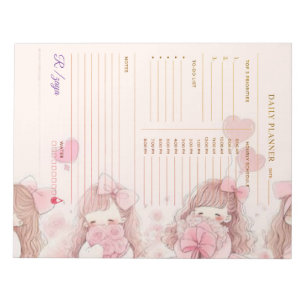 Classic cute blush pink Watercolor daily Planner Notepad