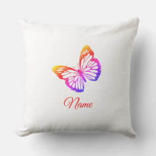 Classic Cute Chic Name Colourful Ombre Butterfly Cushion