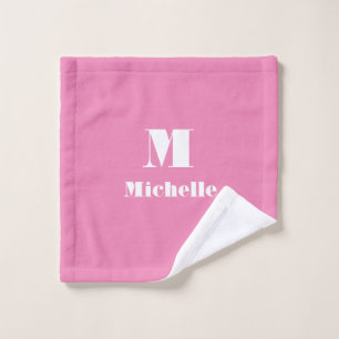 Classic Cute Chic Name Initial Letter Pink  Wash Cloth