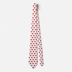 Classic Cute Chic Red Hearts on White Tie