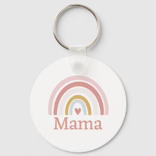 Classic Cute Custom Name Pink Rainbow  Key Ring