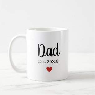 Classic Cute Dad Established Year Heart Modern Coffee Mug