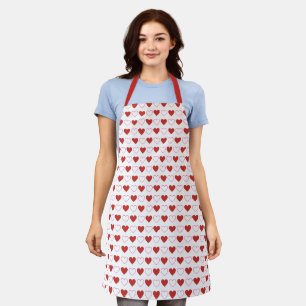 Classic Cute Hearts Red Pink White Pattern Apron
