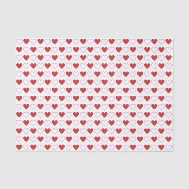 Classic Cute Hearts Red Pink White Pattern Tissue Paper (Front)
