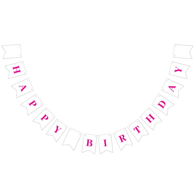 Classic Cute Hot Pink Happy Birthday Message Bunting (All)