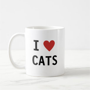 Classic Cute I Heart Cats Message Coffee Mug