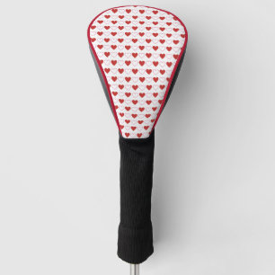 Classic Cute Minimal Hearts Red Pink White Pattern Golf Head Cover
