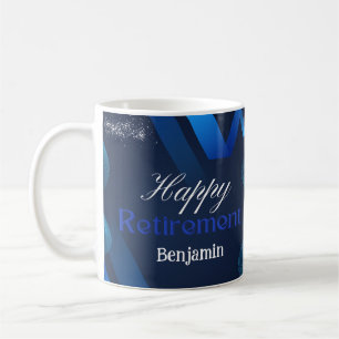 Classic Cute Modern Blue&White Happy Retirement Coffee Mug