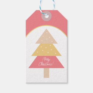 Classic Cute Pink Tones Merry Christmas Tree Gift Tags
