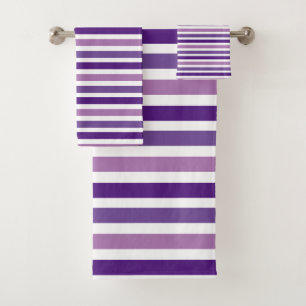 Classic Cute Purple and White Stripes  Bath Towel Set