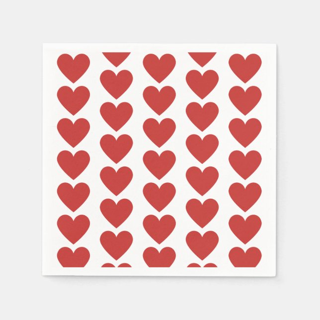 Classic Cute Red Heart Pattern Paper Plate Napkin (Front)