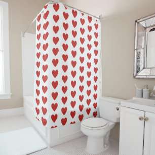 Classic Cute Red Heart Pattern Shower Curtain