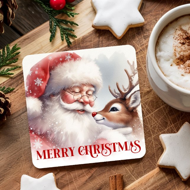 Classic Cute Santa Claus Rudolph Holiday Coasters (Classic Cute Santa Claus Rudolph Holiday Coasters)