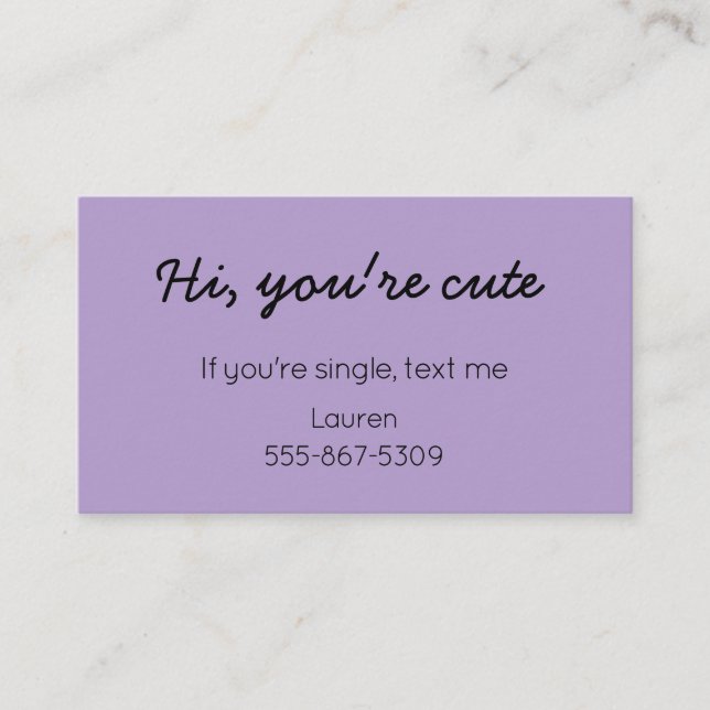Classic Cutie - Dating "Call Me" Card (Front)