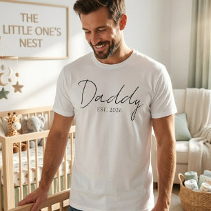 Classic Dad EST Year Simple Family Script Design T-Shirt