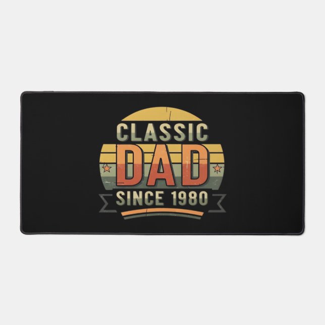 Classic Dad Since 1980  Vintage Retro  Desk Mat (Front)