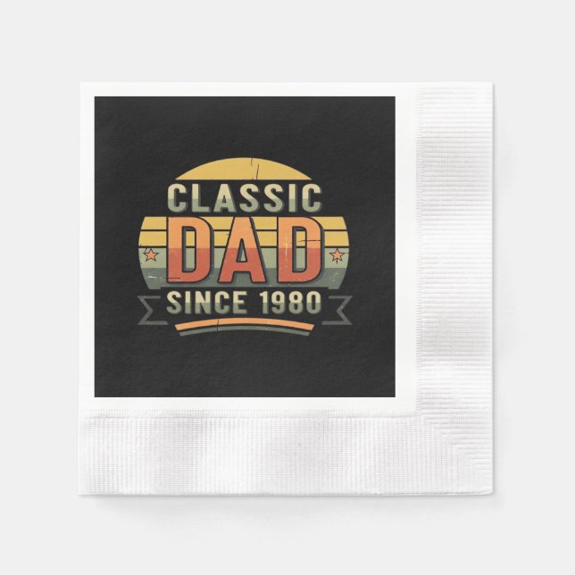 Classic Dad Since 1980  Vintage Retro  Napkin (Front)