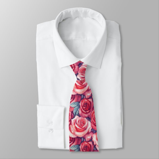 Classic Dads Day Gifts Rose Flower Tie (Tied)