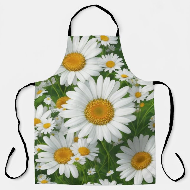 Classic daisy pattern white floral fields greenery apron (Front)