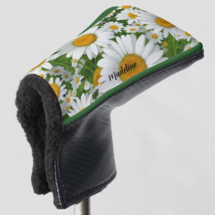 Classic daisy pattern white floral fields greenery golf head cover