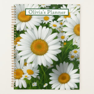 Classic daisy pattern white floral fields greenery planner