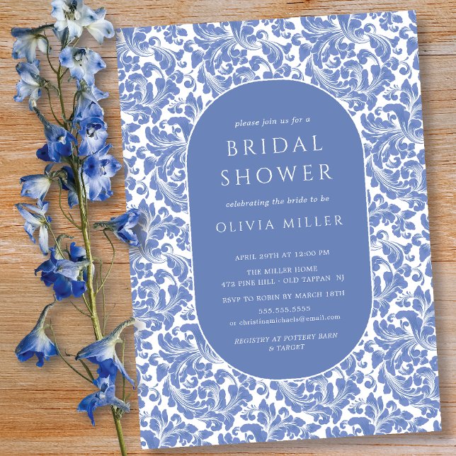 Classic Damask Floral Bridal Shower Invitation (Creator Uploaded)