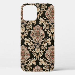 classic damask jacquard pattern with frameabstract iPhone 12 case