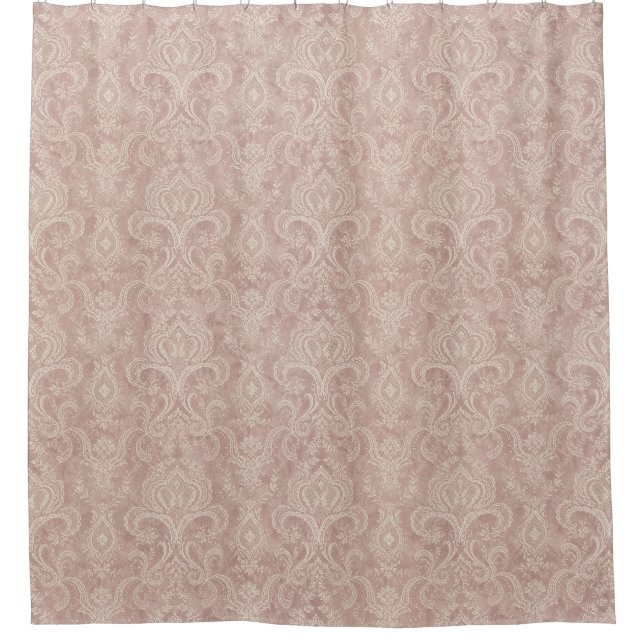 Classic Damask Pattern Dusty Rose Pink Shower Curtain (Front)