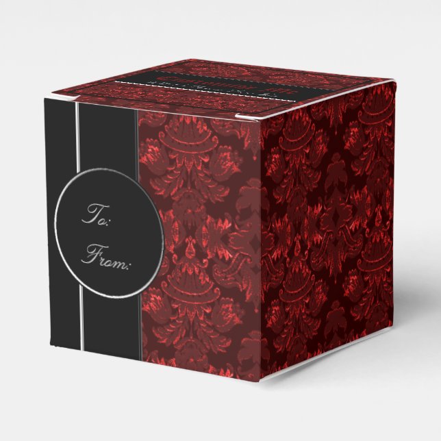 Classic Damask Red Favour Box (Front Side)