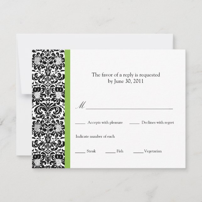 Classic Damask Reply RSVP Card (Front)