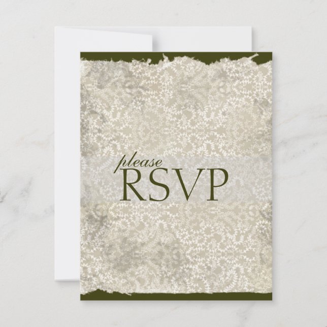 Classic Damask RSVP Cards, Olive (Front)
