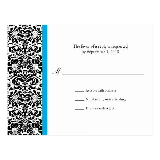 Classic Damask RSVP Postcard