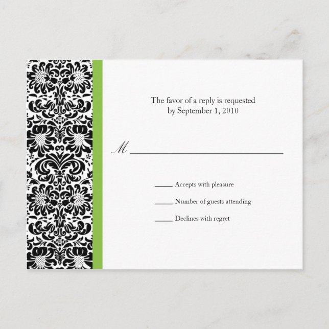 Classic Damask RSVP Postcard (Front)