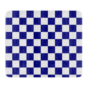 Classic Dark Blue and White Chequerboard Pattern Cutting Board