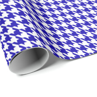 Classic Dark Blue and White Houndstooth Pattern  Wrapping Paper