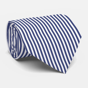 Classic Dark Blue and White Striped Tie