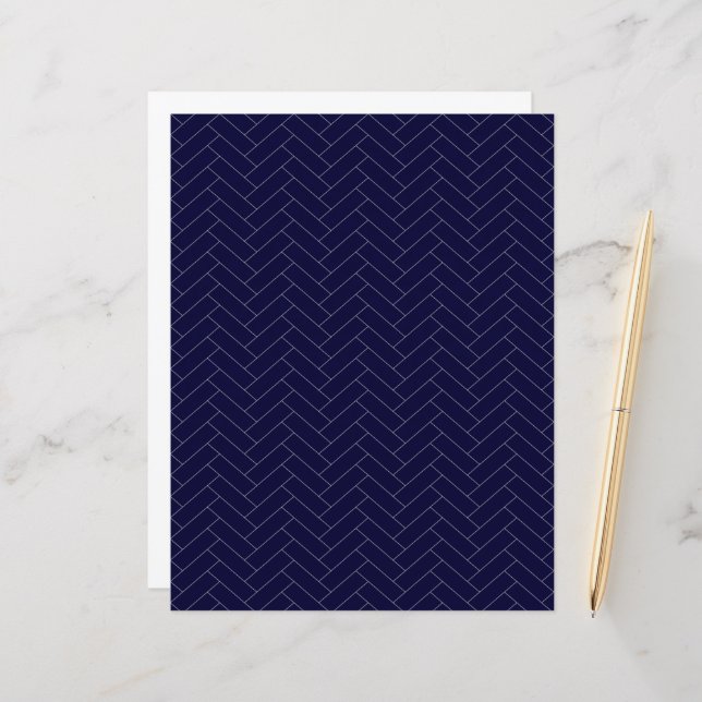 Classic Dark Blue Grey Herringbone Pattern (Front/Back In Situ)